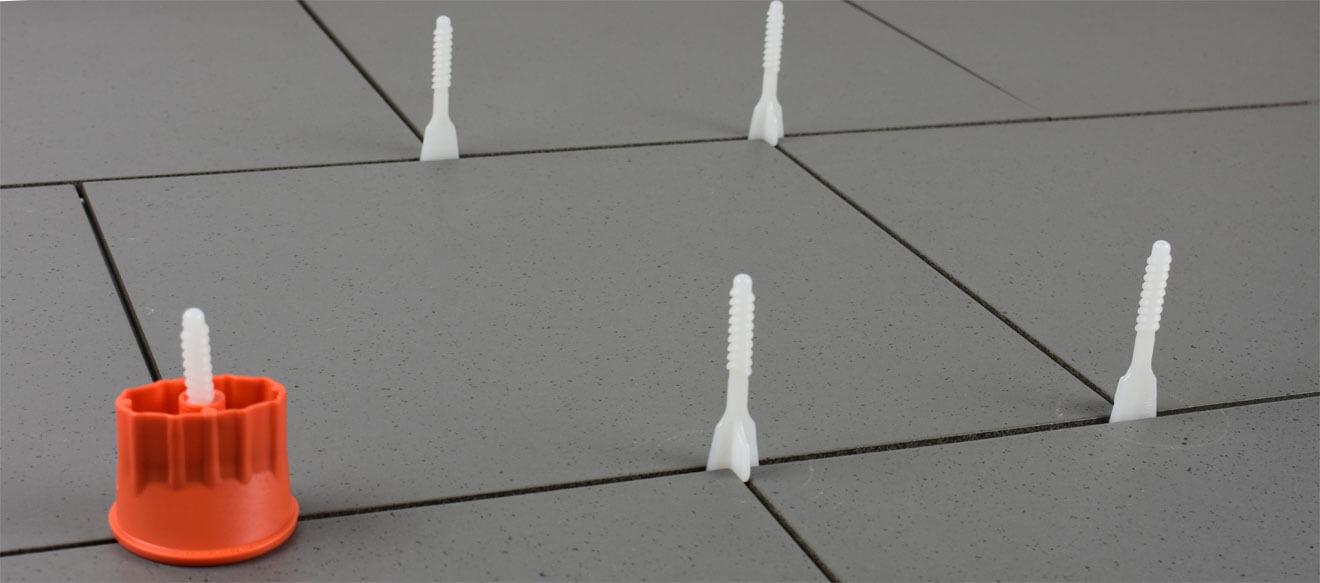 StrataDome Tile Leveling System with I, T and X-shaped spacer screws